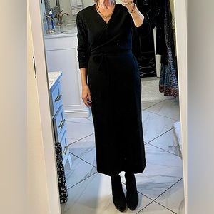 PM Black Knit V-neck Wrap Dress